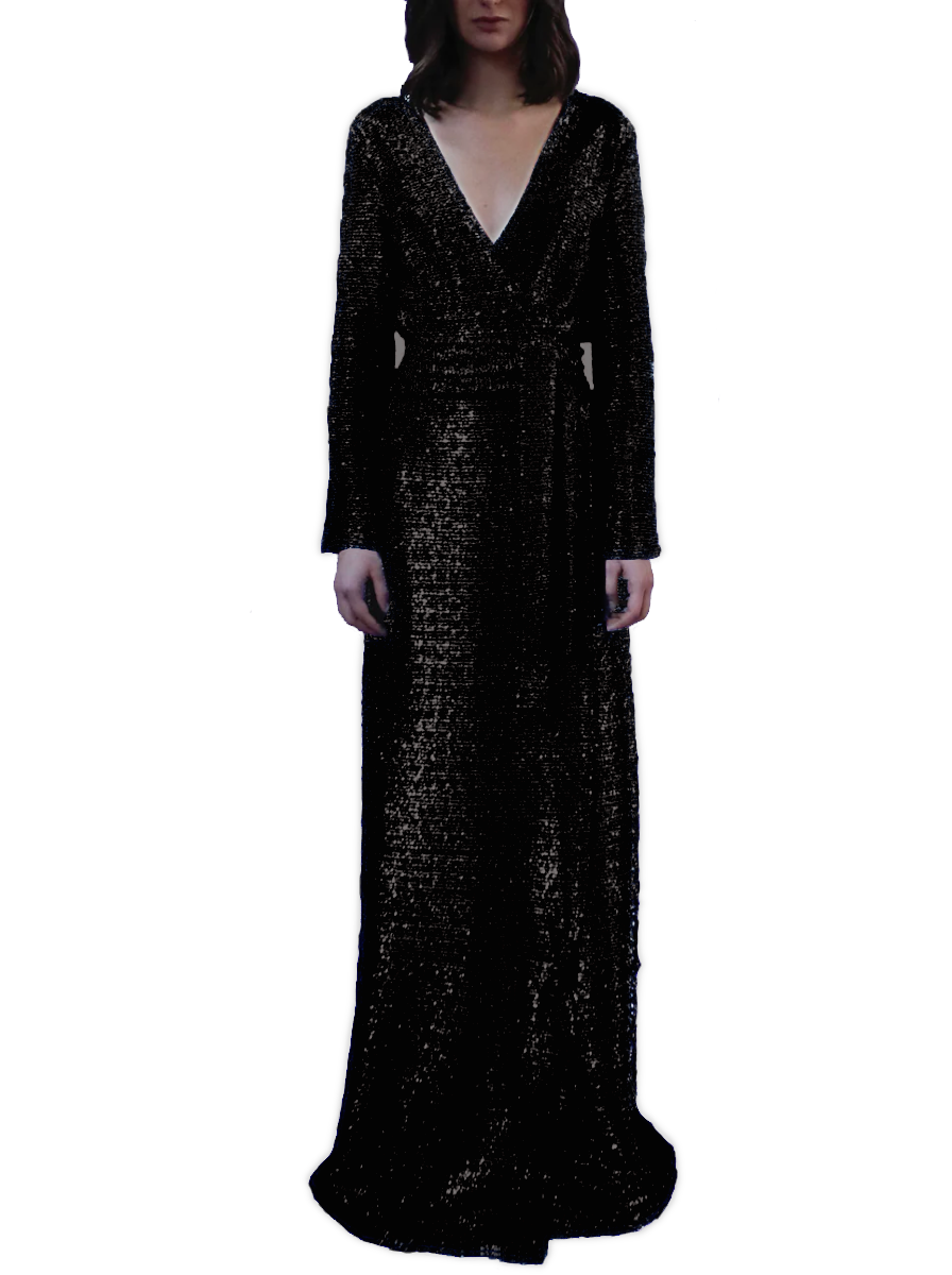 LETIZIA - long black sequin dress
