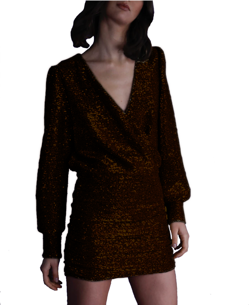 ZOE - short dress in brown sequin