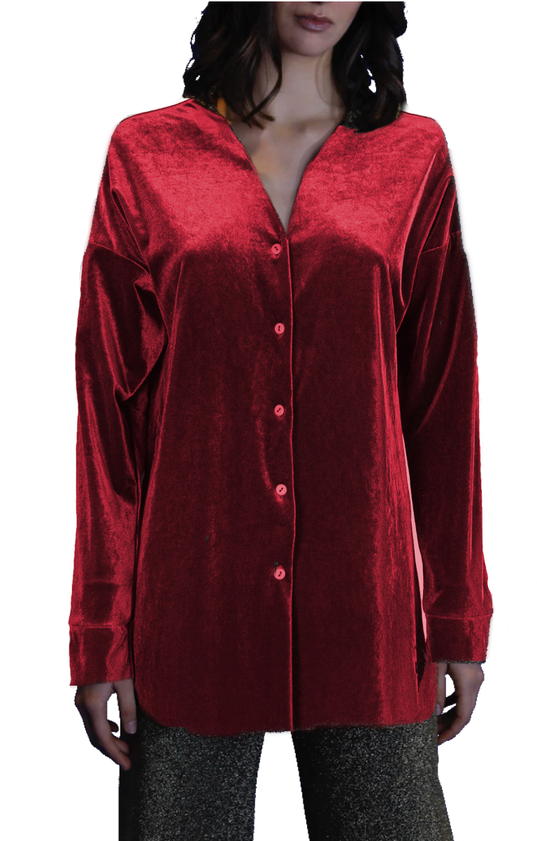 CELESTE - red chenille shirt