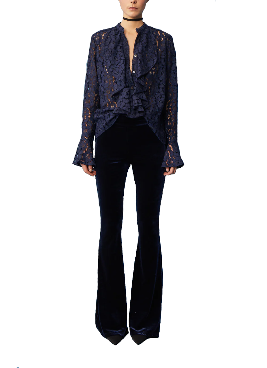 SOFIA - shirt with volant in lace blue