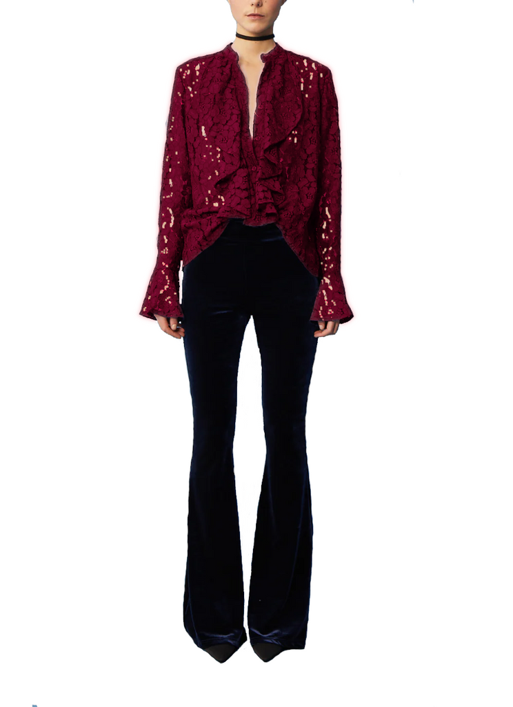 SOFIA - shirt with volant in lace bordeaux