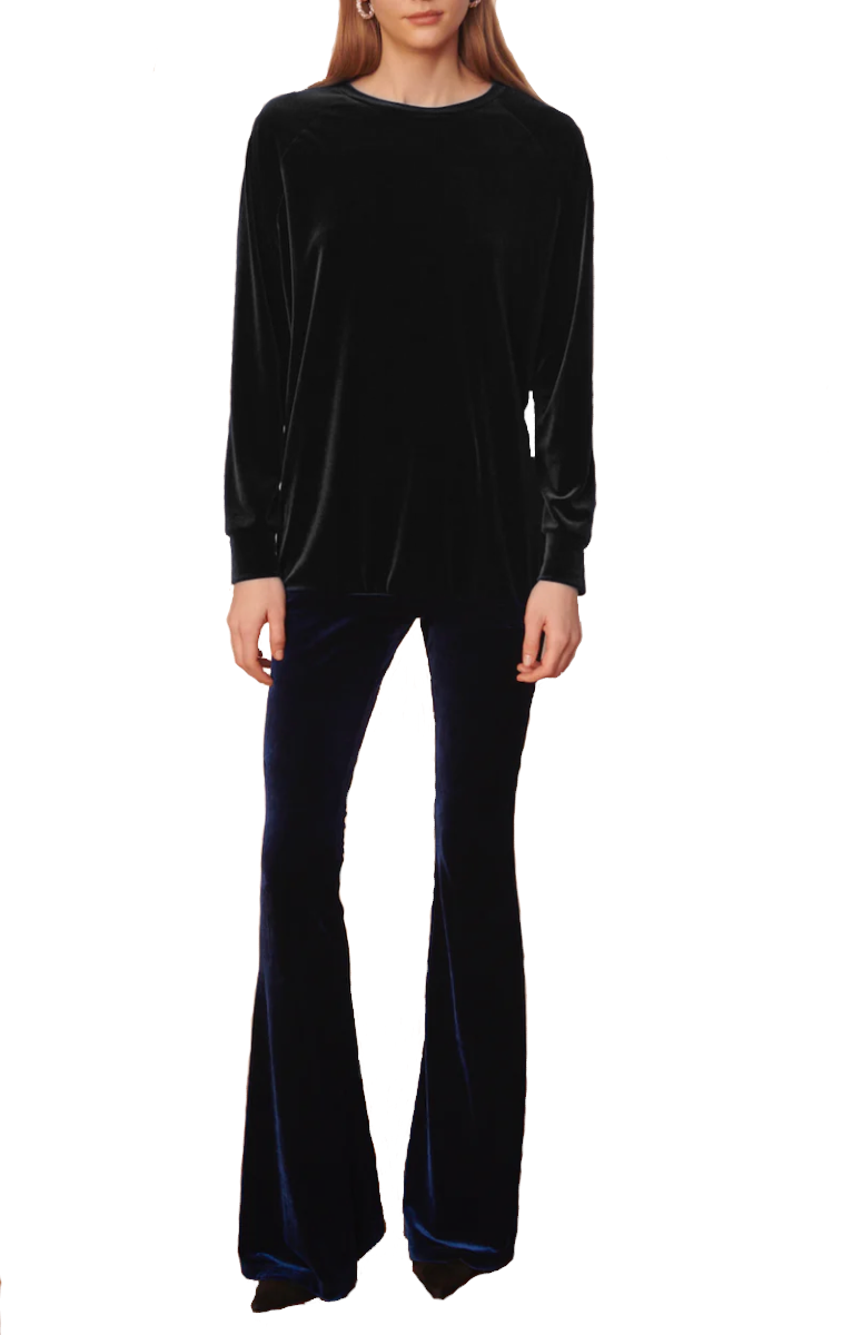 FLORA - round-necked sweatshirt in black chenille