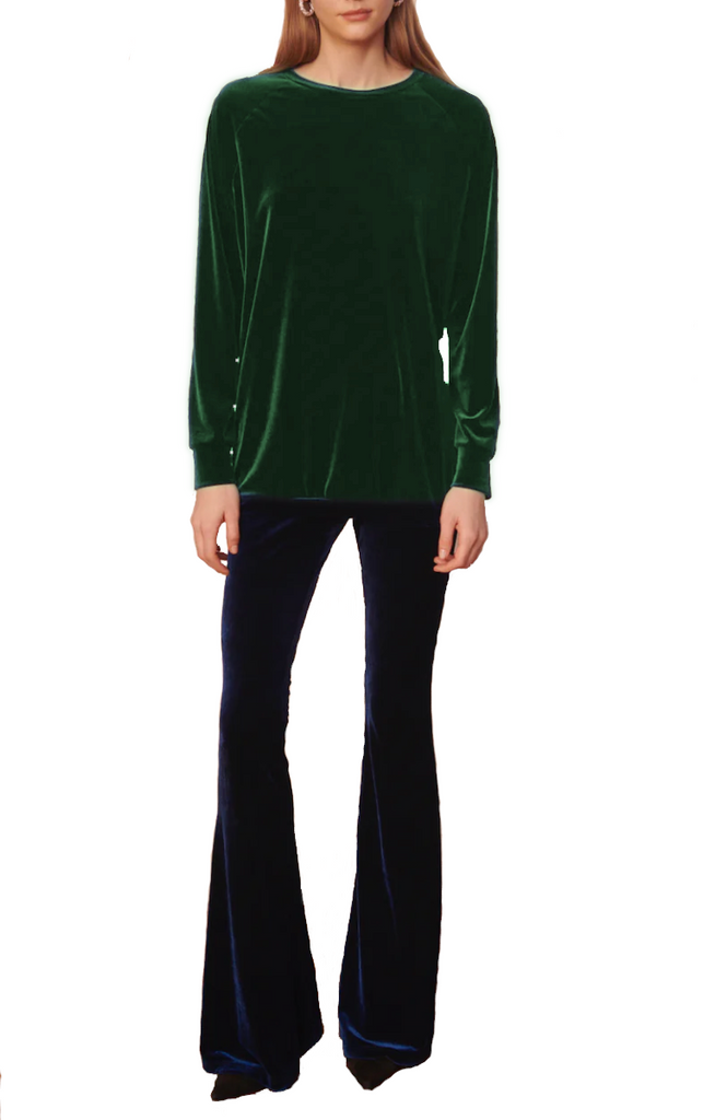 FLORA - round-necked sweatshirt in green chenille