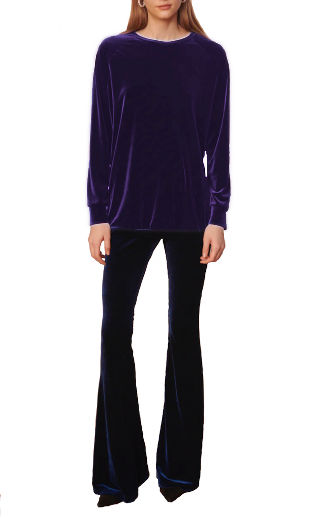 FLORA - round-necked sweatshirt in purple chenille