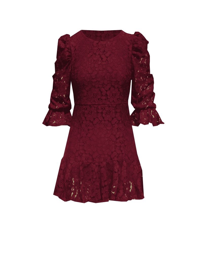 ANDREA - burgundy lace short dress