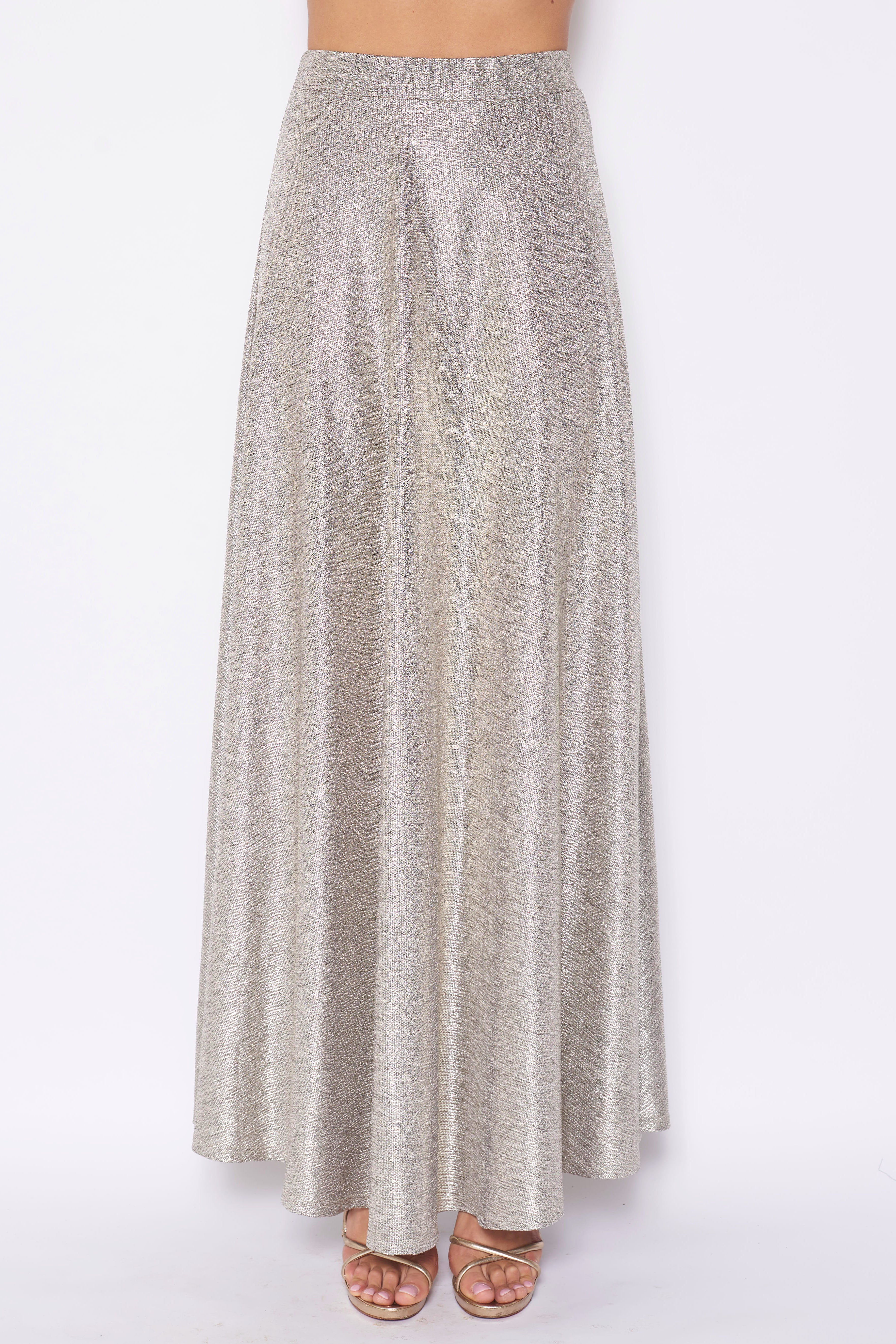 TOSCA - long skirt in charcoal grey lurex
