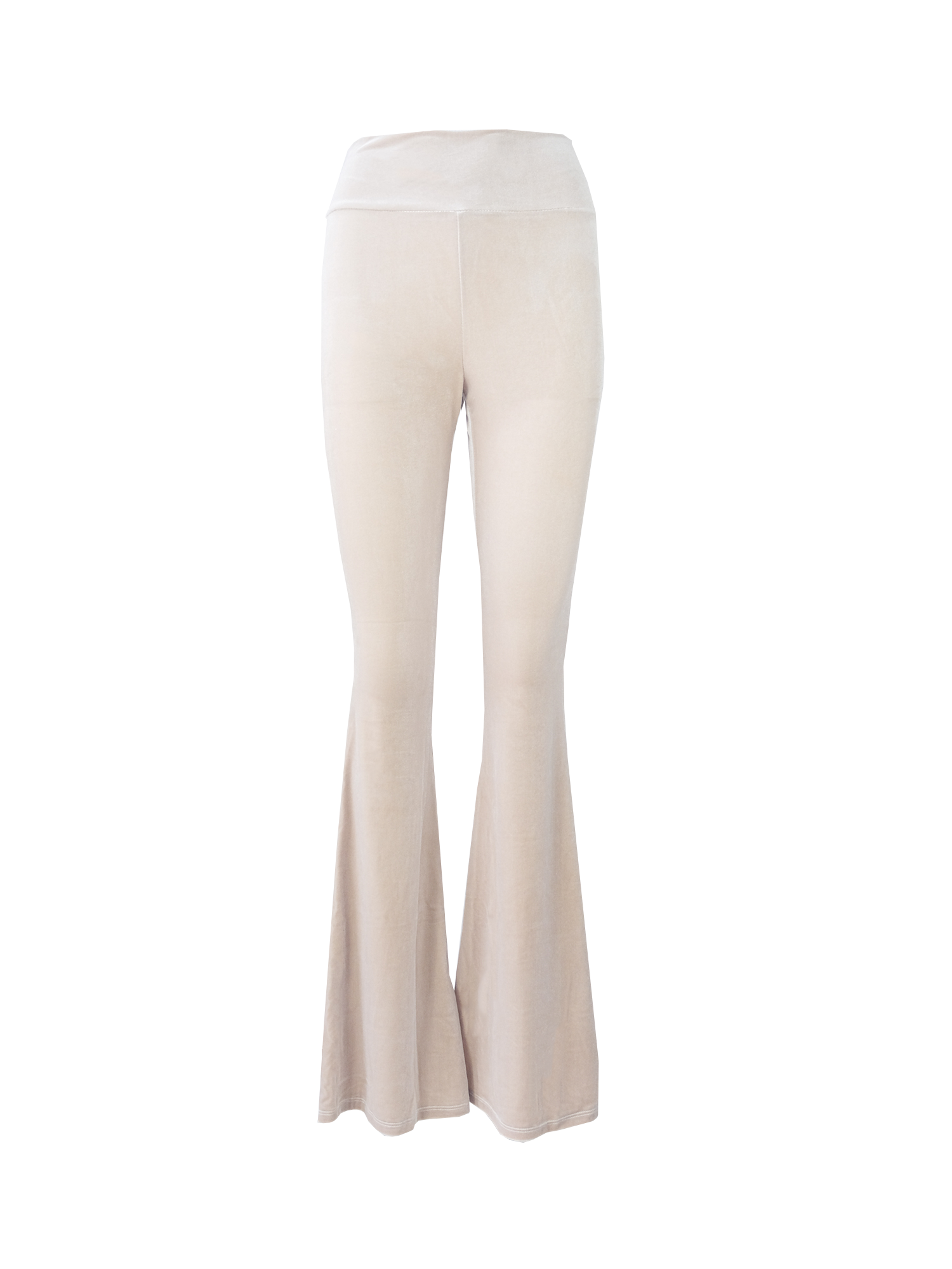 LOLA - flared trousers with high waist in beige chenille
