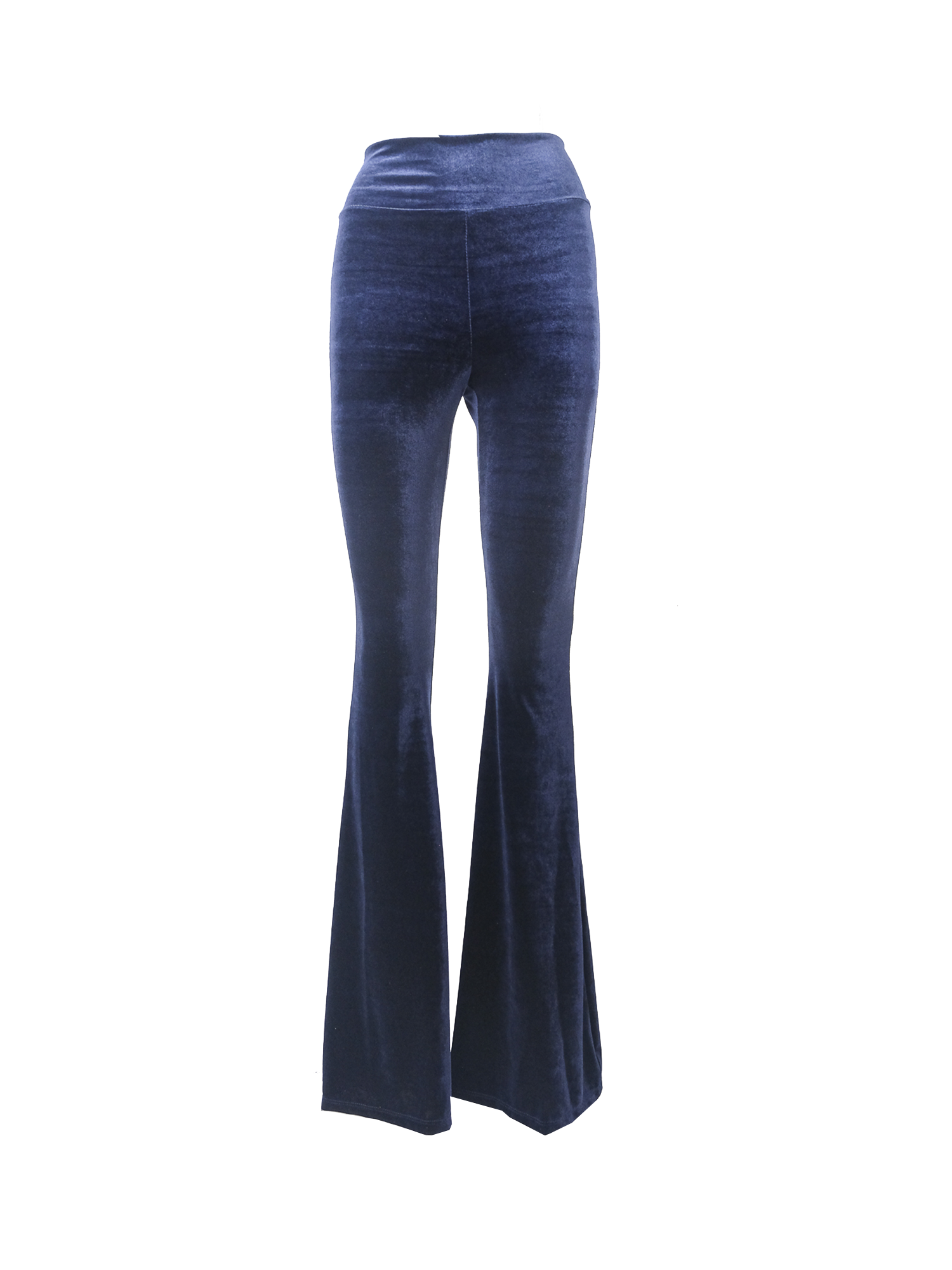 LOLA - flared trousers with high waist in blue chenille