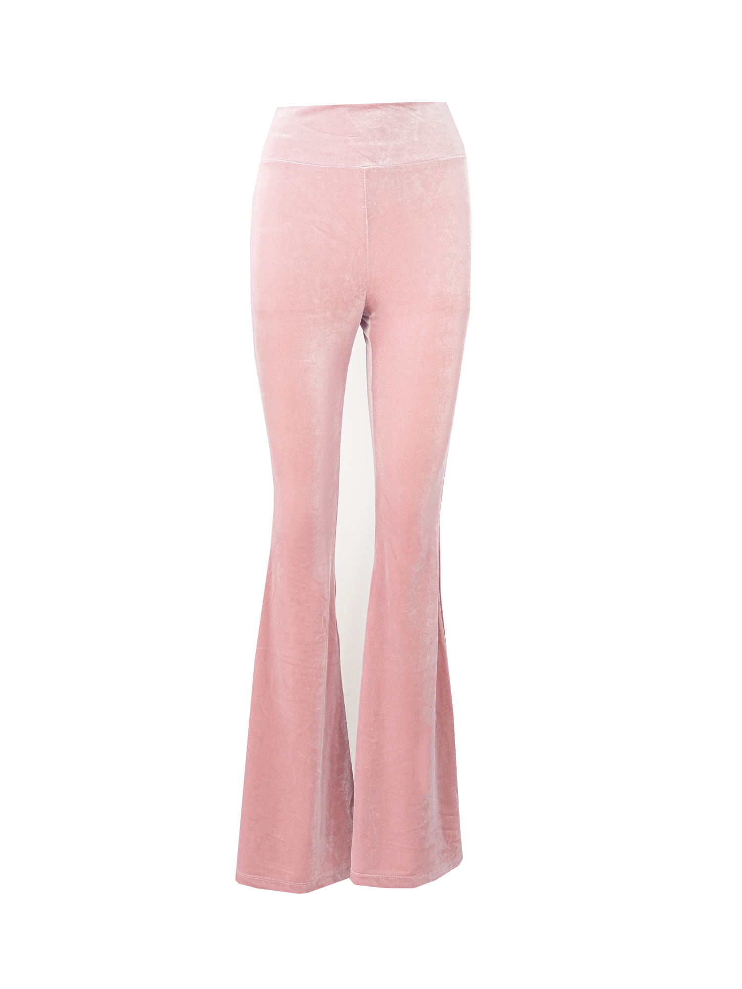 LOLA - flared trousers with high waist in pink chenille