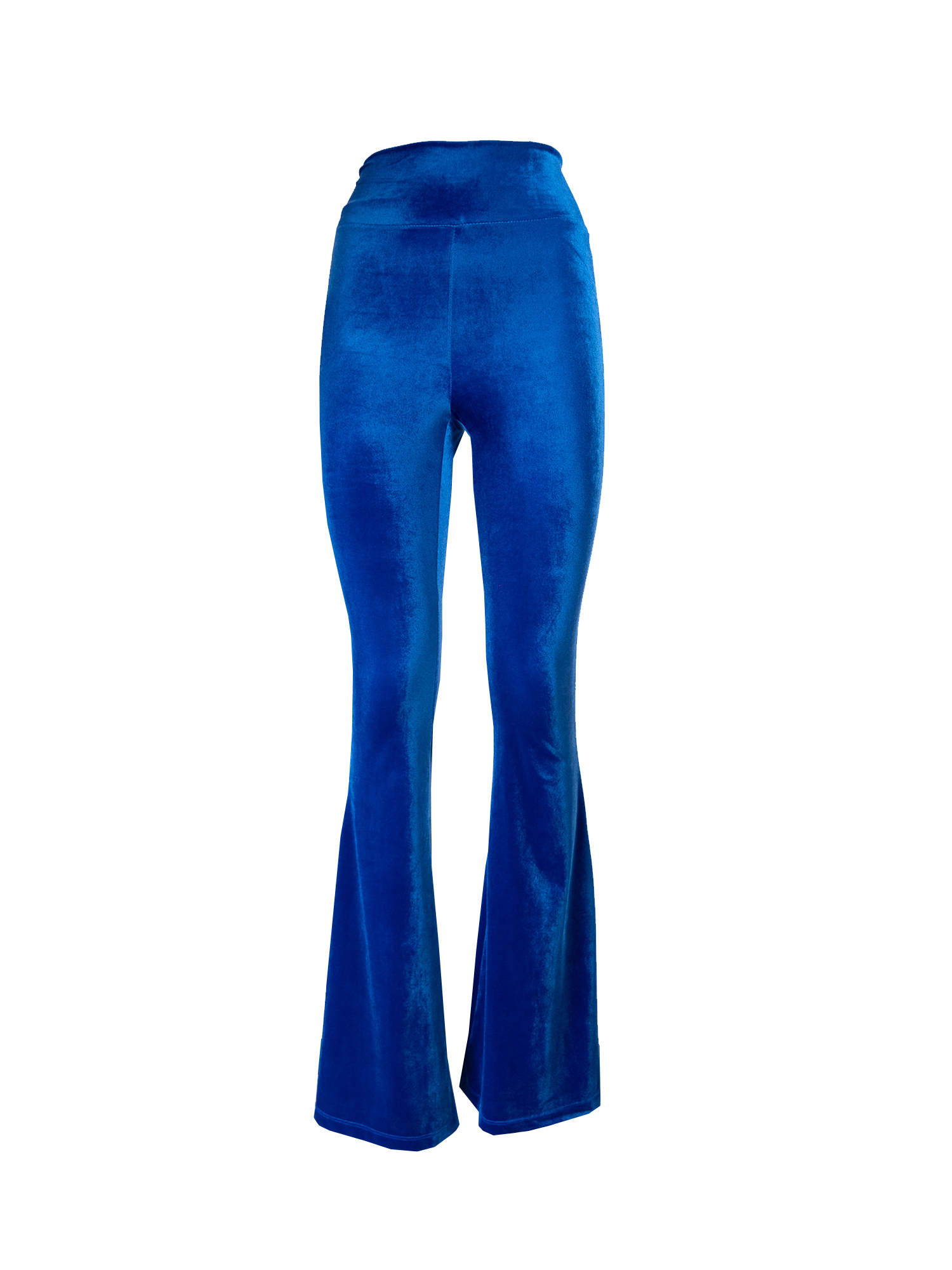 LOLA - flared trouser with high waist in bluette chenille