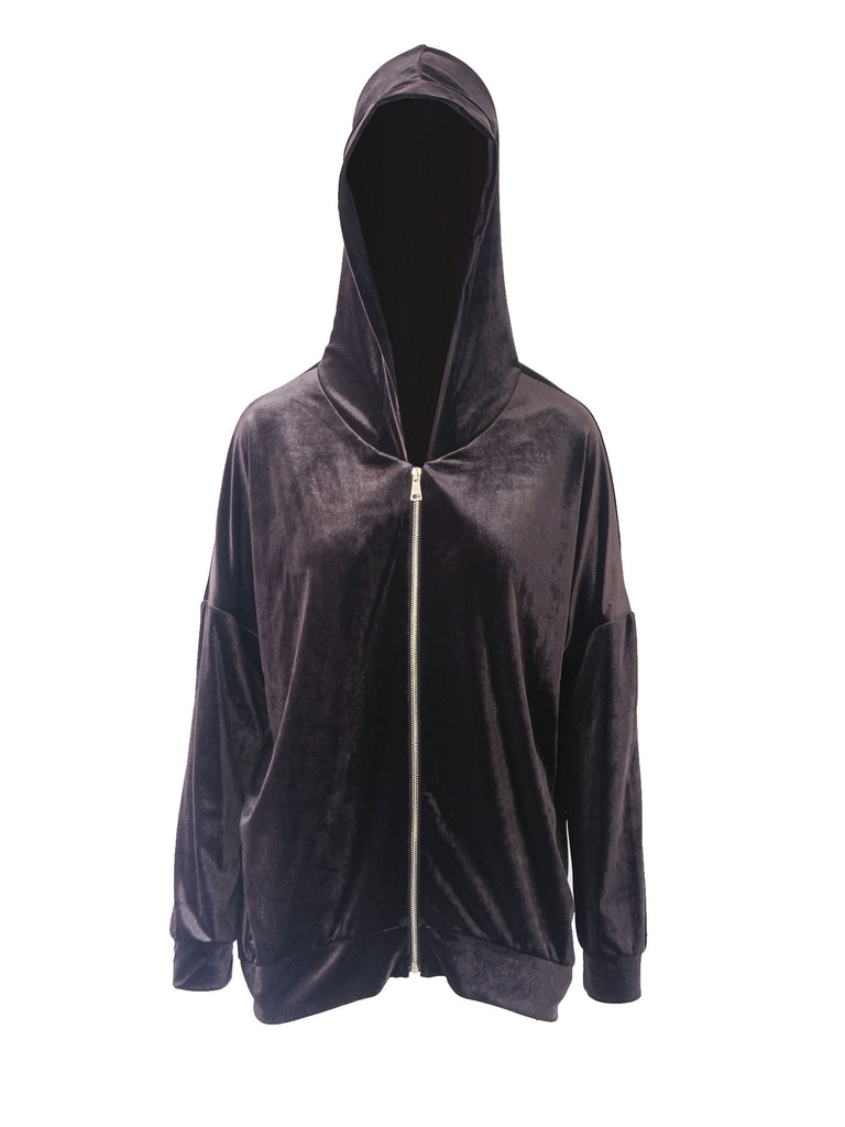 ADRIEN - hoodies with zip in brown chenille