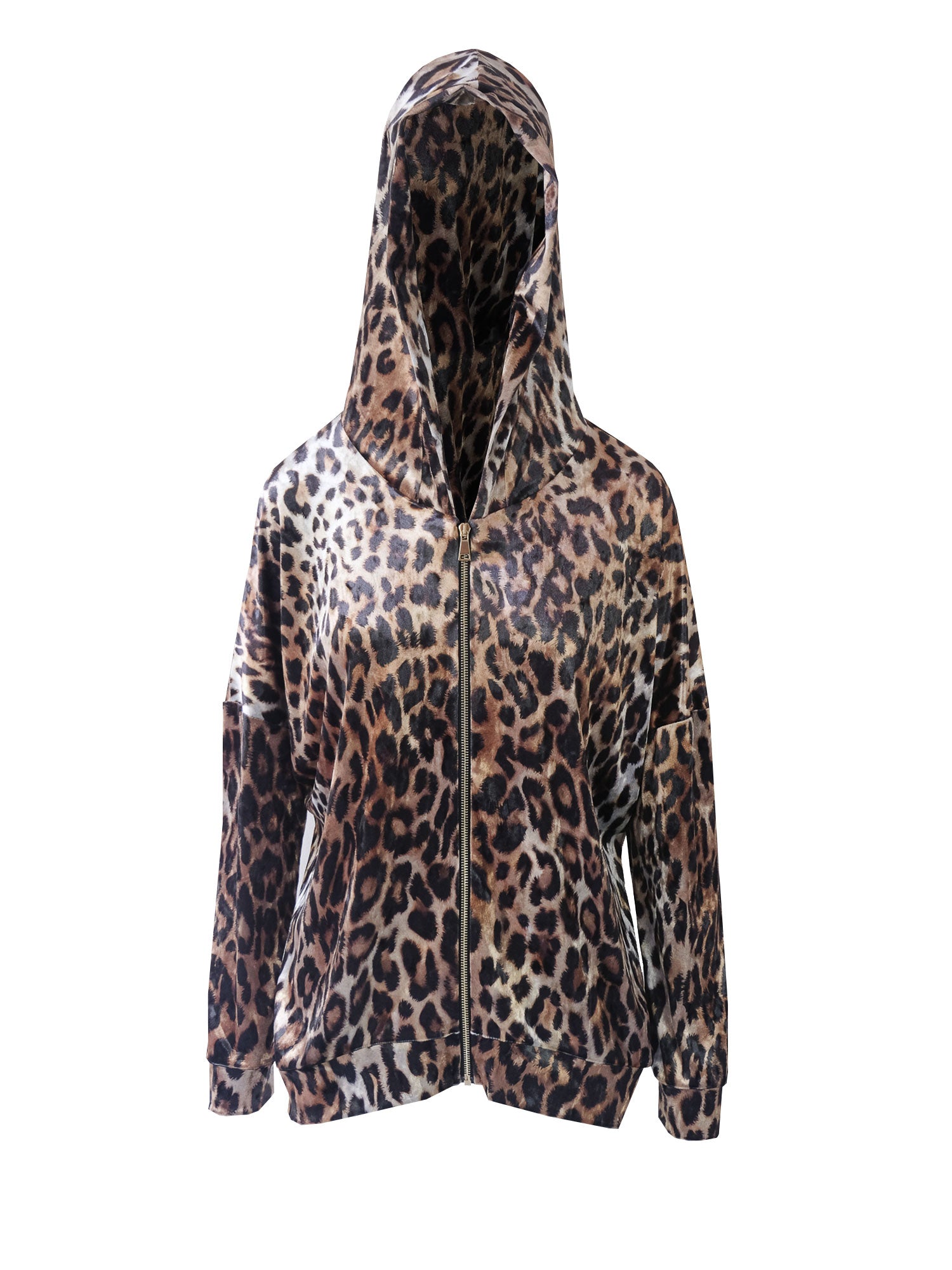 ADRIEN - animal print crushed velvet hoodie
