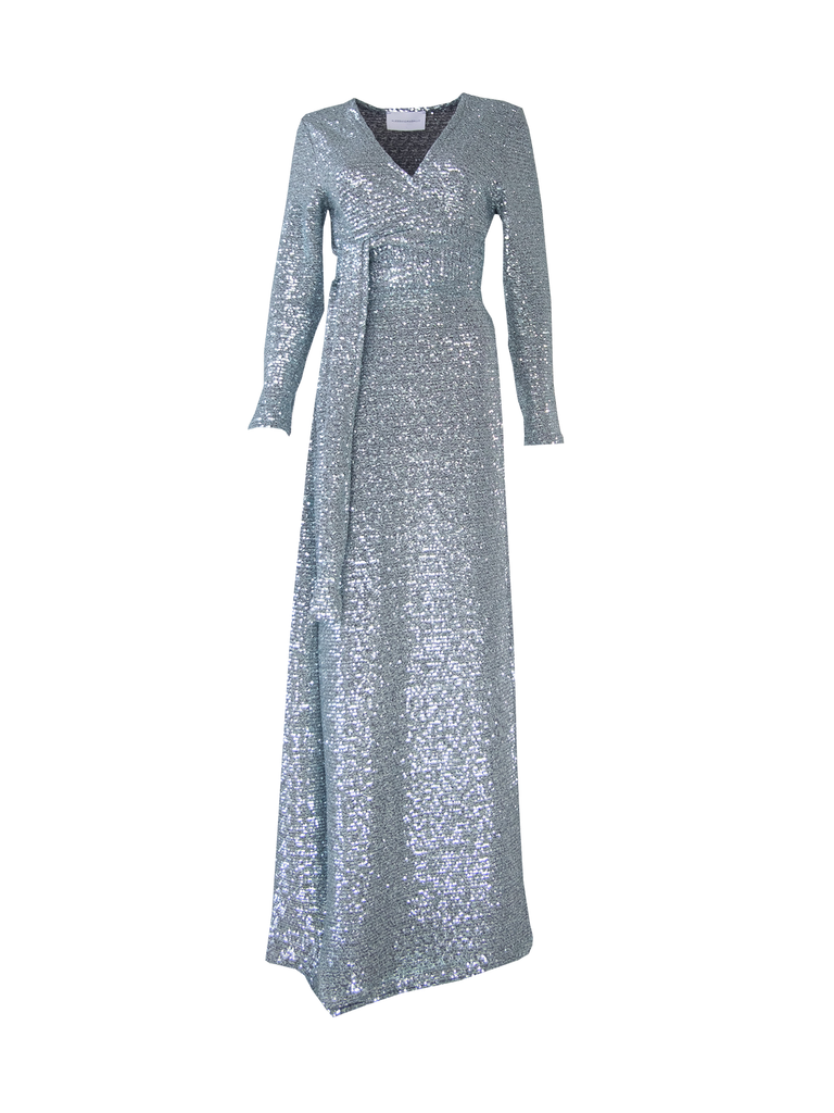 LETIZIA - long dress in light blue pailettes
