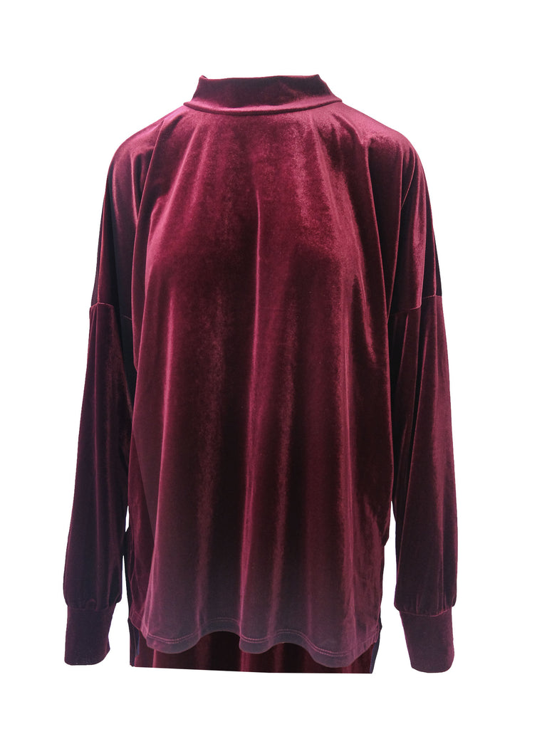 FLORENCE - sweatshirt over with turtleneck in bordeaux chenille