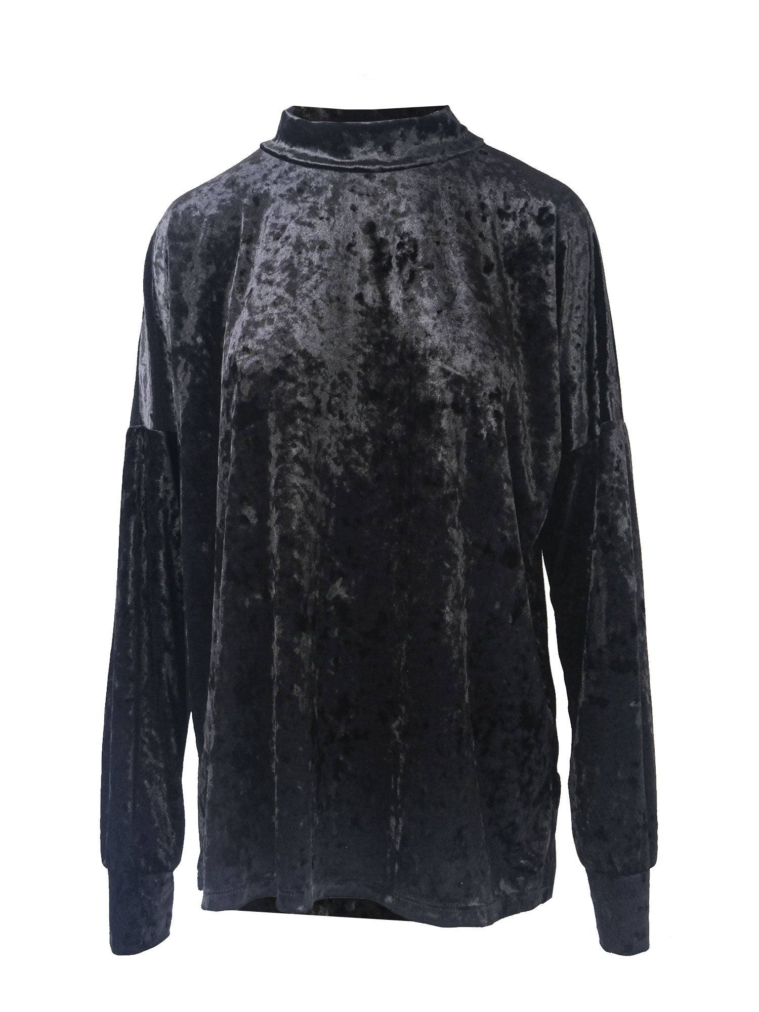 FLORENCE - sweatshirt over with turtleneck in black hammered chenille
