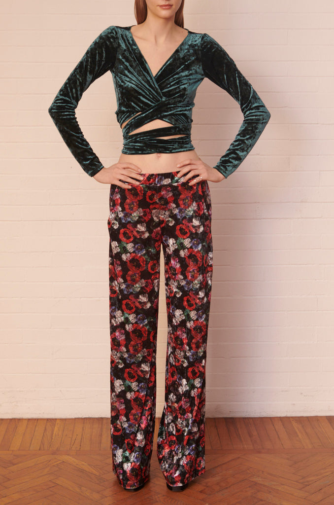 MAXIE - palazzo trousers with side pockets in pink sequins