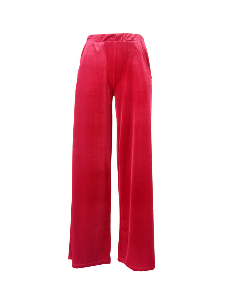 MAXIE - palazzo trousers with side pockets in red chenille