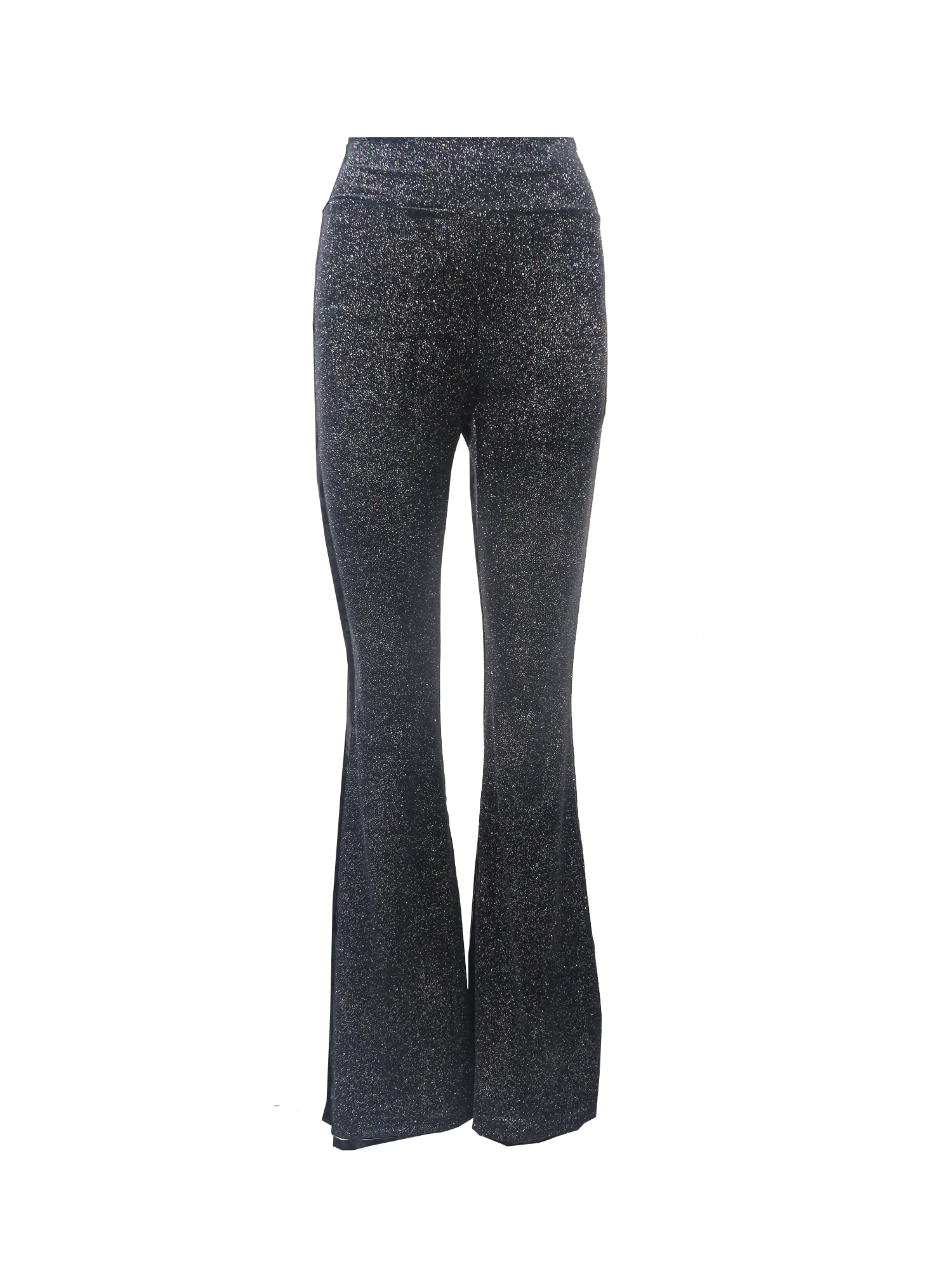LOLA - flared pants in black glitter chenille