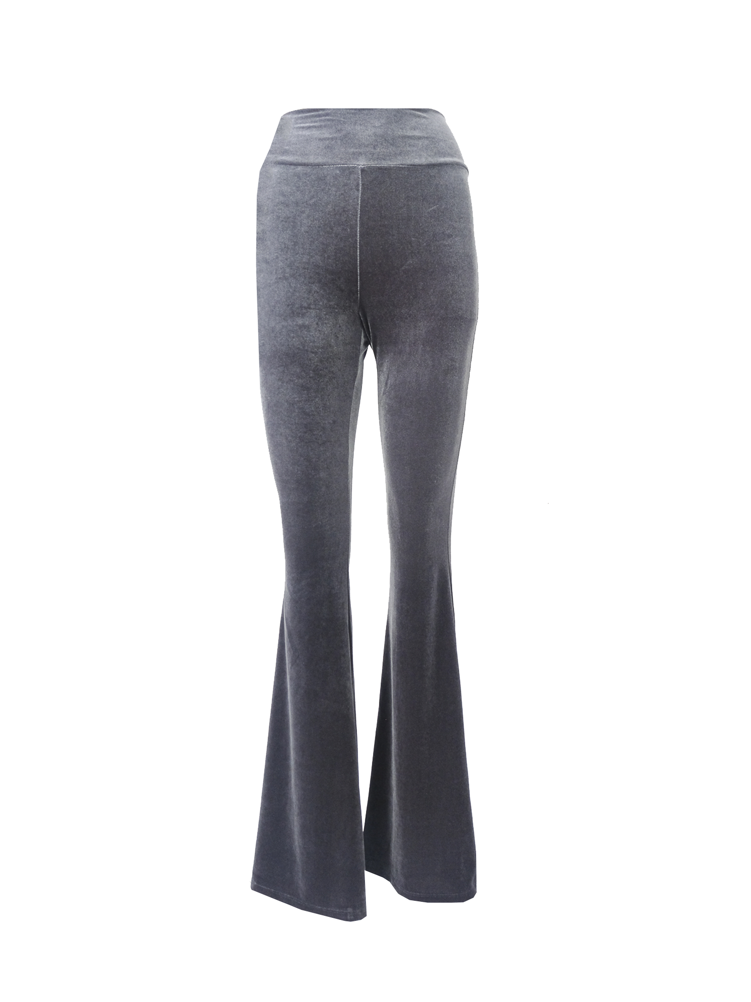 LOLA - flared pants in gray chenille