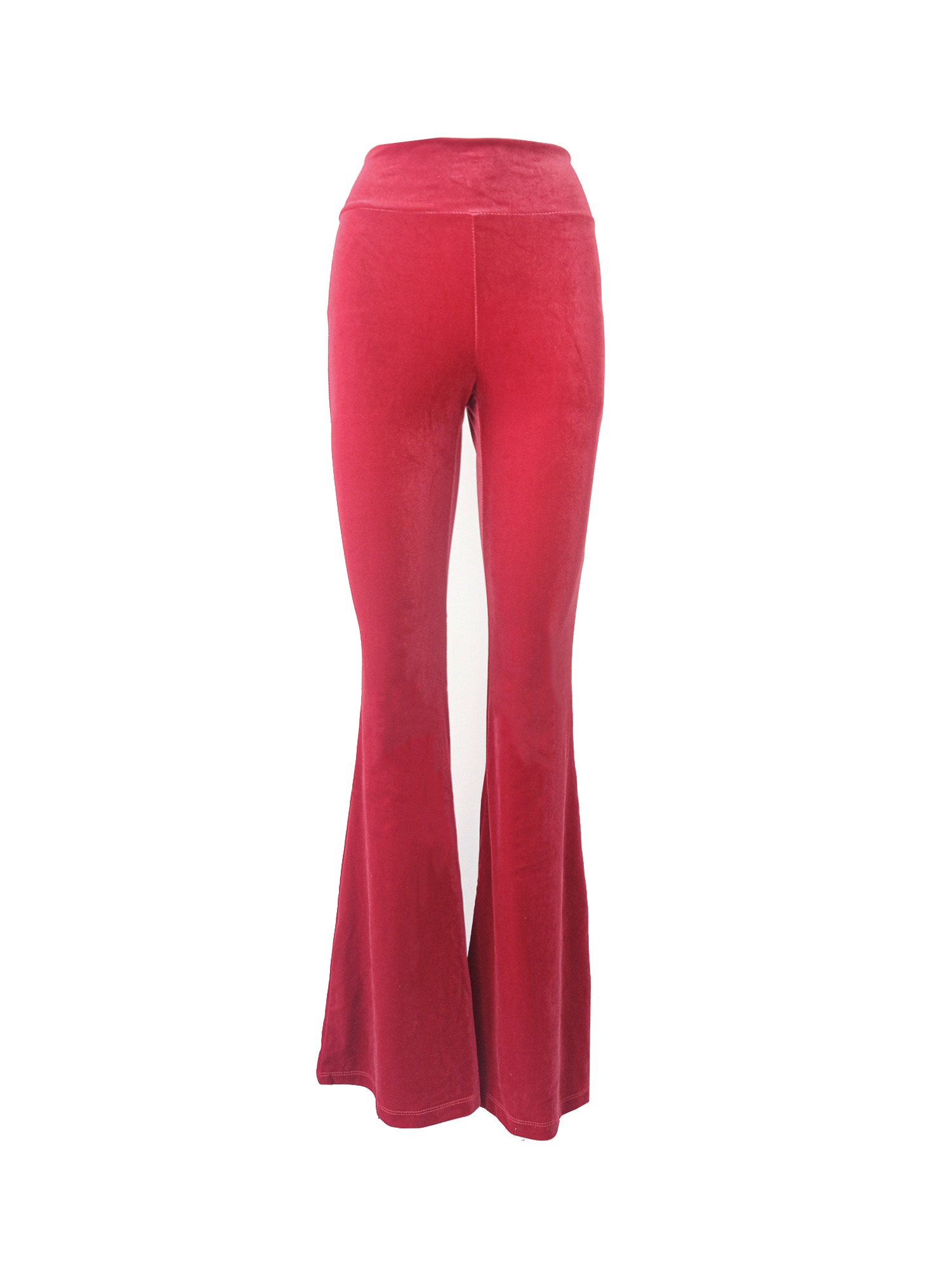 LOLA - flared trousers with high waist in red chenille